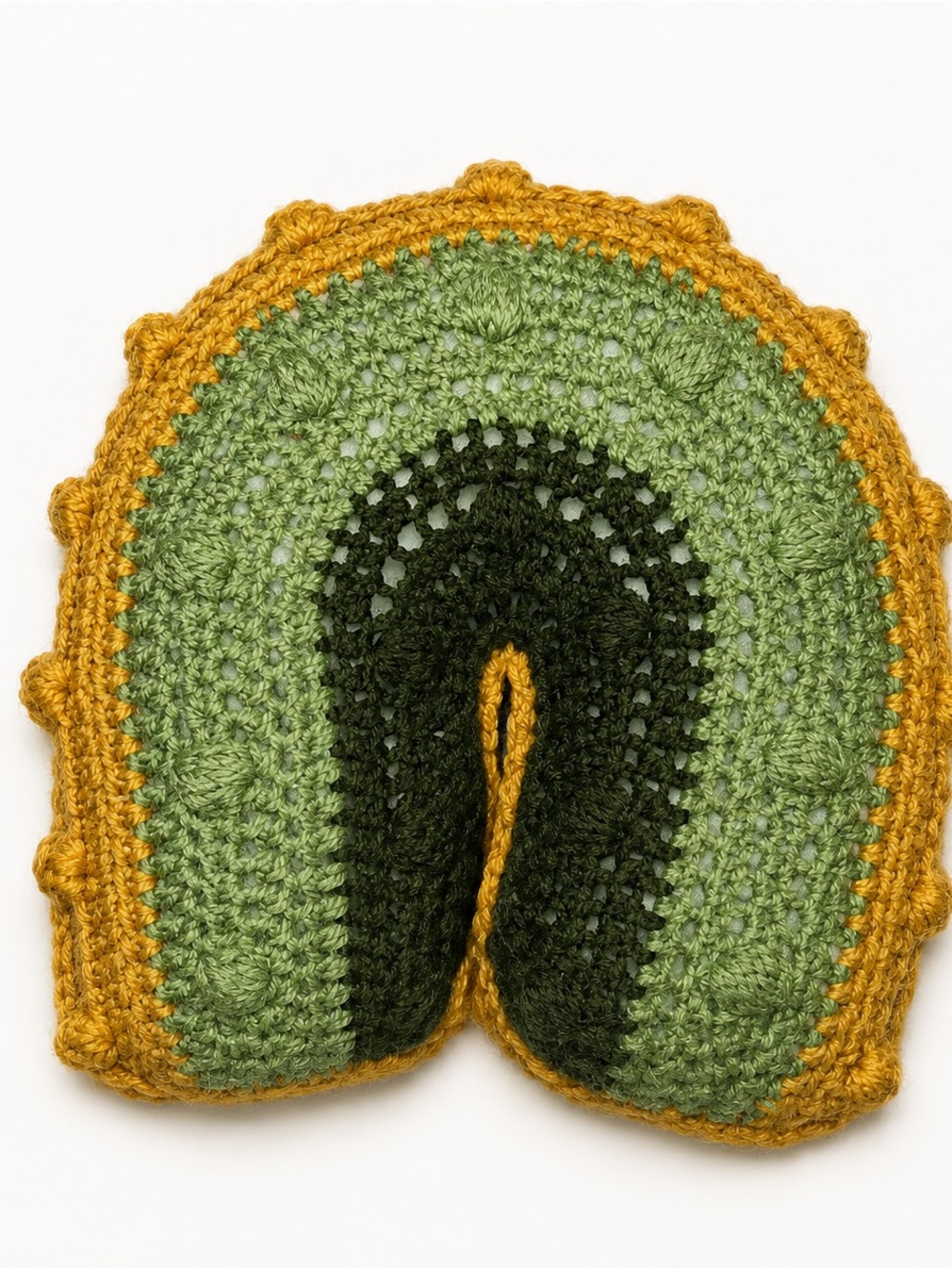 Handmade Crocheted Pillow - Mustard Yellow